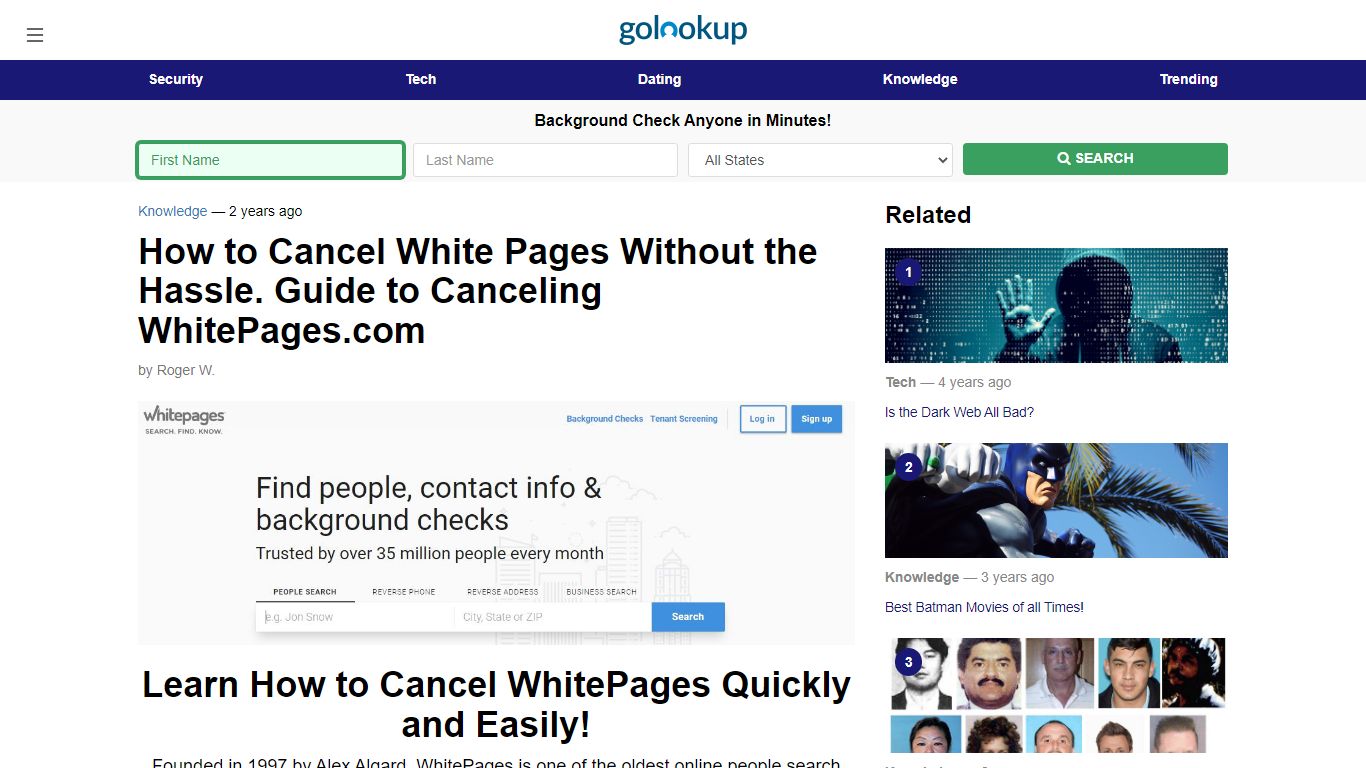 How to Cancel White Pages, How to Cancel WhitePages.com - GoLookUp